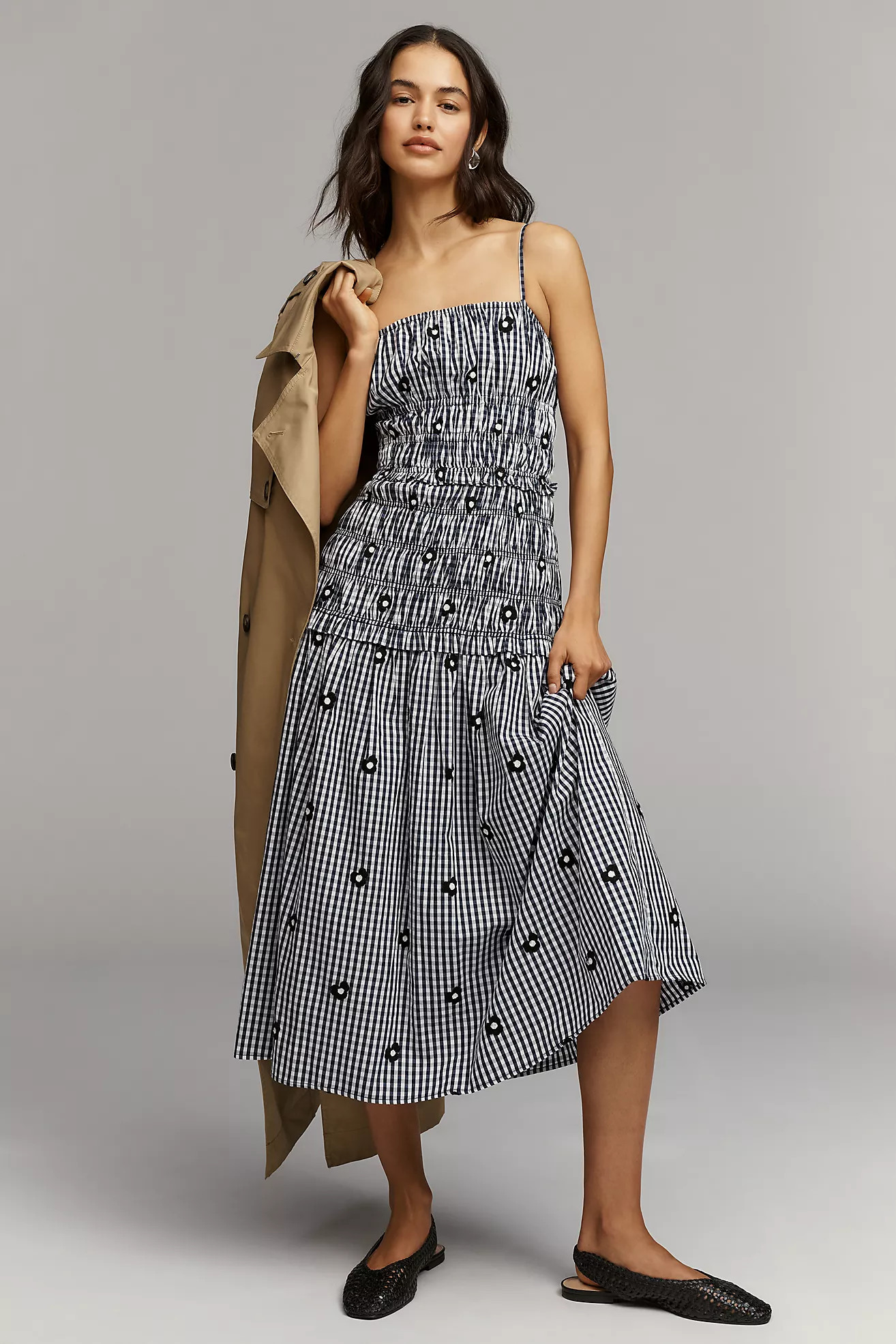 Maude Madison Smocked Drop-Waist Midi Dress | Anthropologie (US)