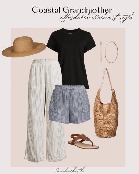 Travel Outfit •• Coastal Grandmother vibes Linen blend pants, linen blend shorts, vacation outfit, weekend outfit, sandals, hoop earrings, 

#LTKstyletip #LTKmidsize #LTKtravel