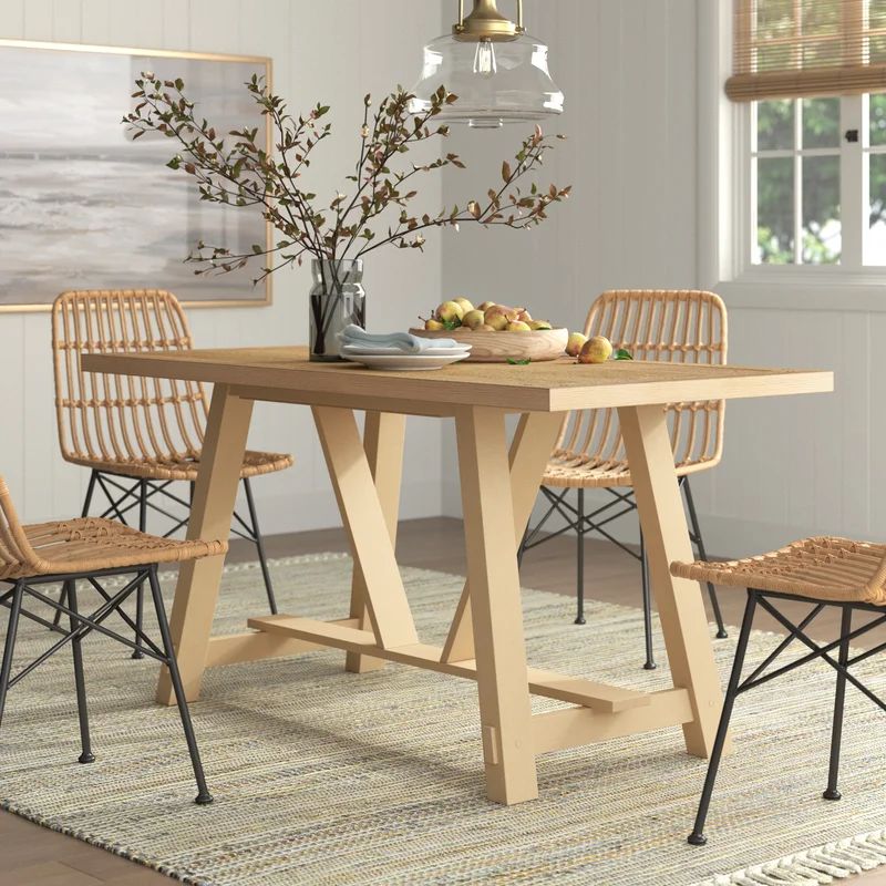 Mulroney 60'' Solid Oak Trestle Dining Table | Wayfair North America