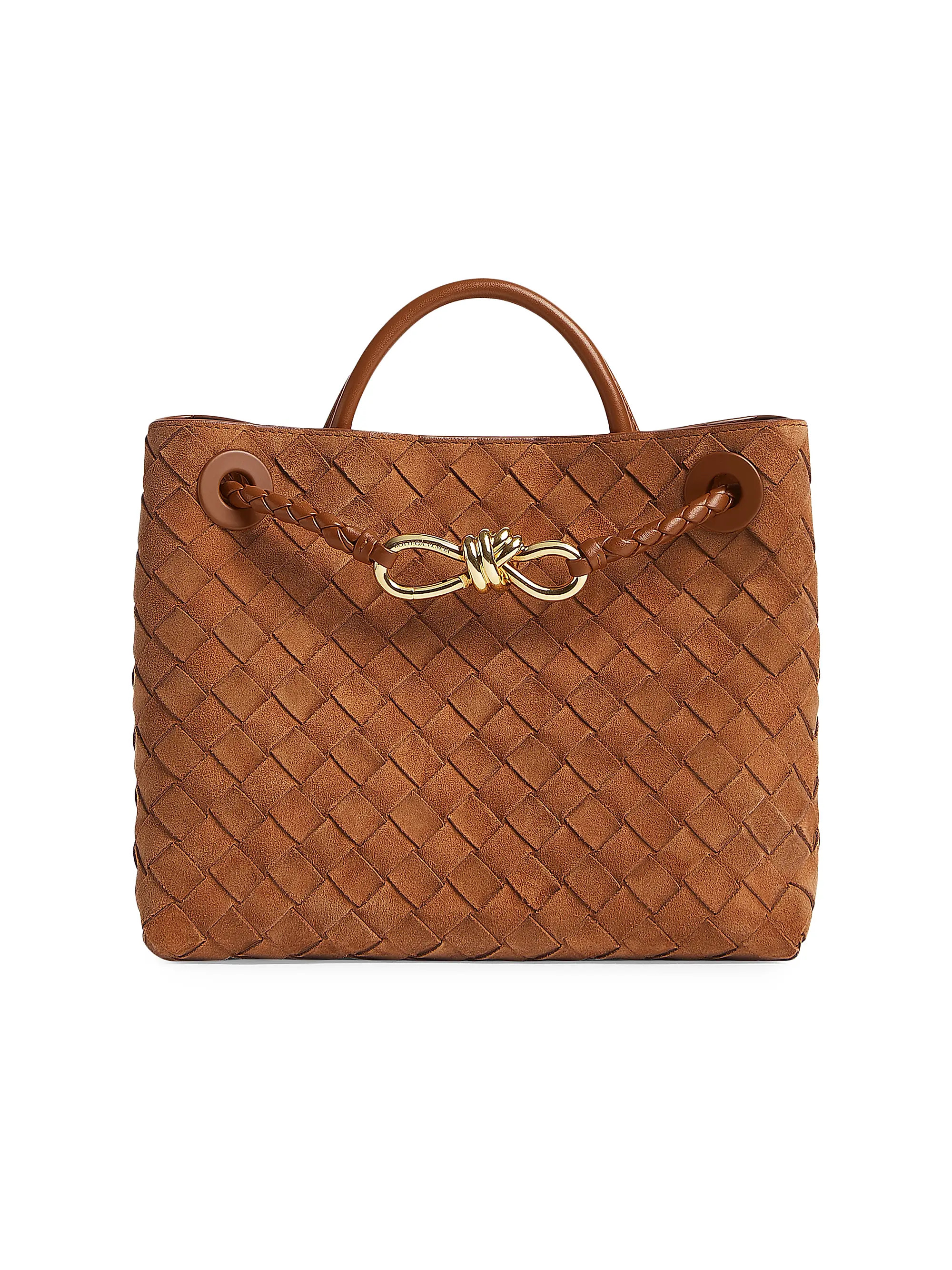 Bottega Veneta Small Andiamo Intrecciato Suede Top Handle Bag | Saks Fifth Avenue | Saks Fifth Avenue
