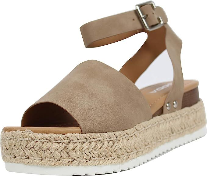 Soda Women's Open Toe Halter Ankle Strap Espadrille Sandal | Amazon (US)