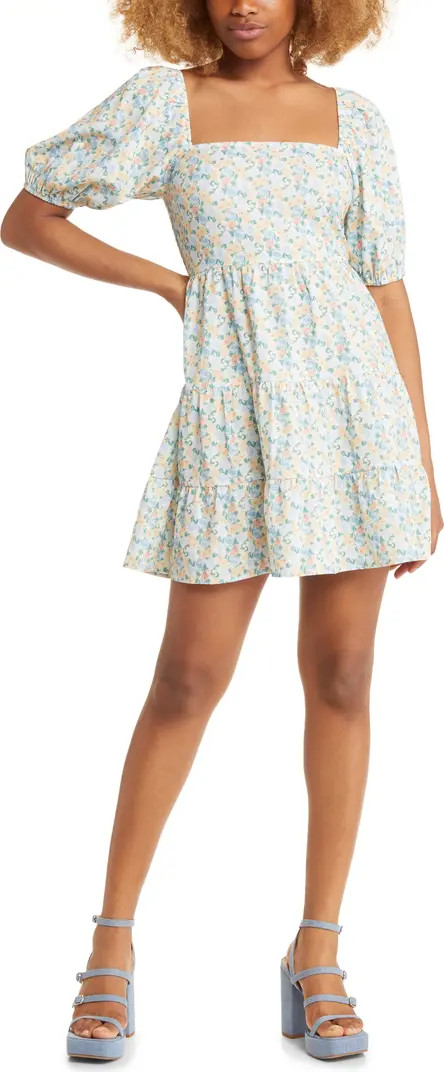 Floral Puff Sleeve Babydoll Dress | Nordstrom