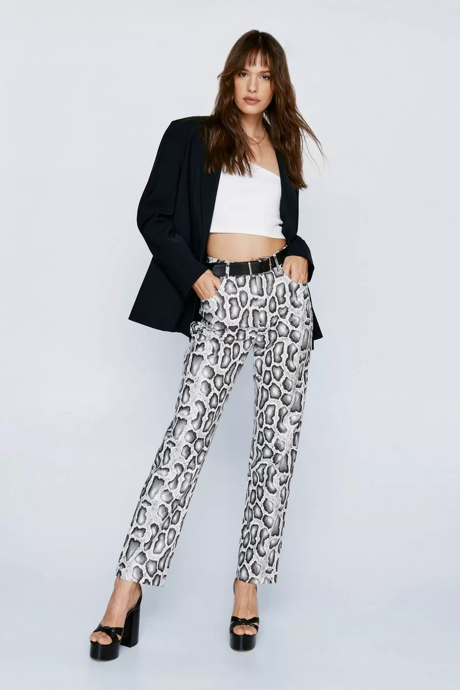Faux Leather Snake Straight Leg Pants | Nasty Gal (US)