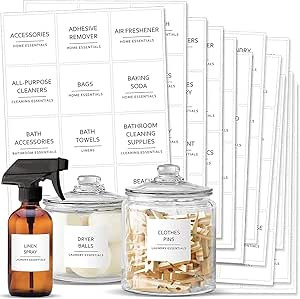 Talented Kitchen 144 Minimalistic Laundry Room Labels for Glass Jars, Preprinted Linen Closet Sti... | Amazon (US)