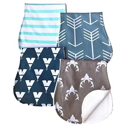Baby Burp Cloth 100% Organic Cotton Triple Layer Ultra Absorbent 4 piece Gift Set For Both Boys and Girls | Walmart (US)