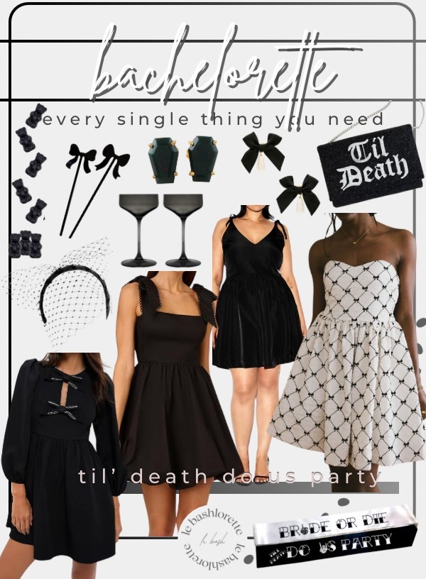 Bachelorette Party: Til’ Death Do Us Party Bachelorette Theme
☠️🖤👰🏻‍♀️🐦‍⬛🥀🍸

#LTKParties #LTKWedding

#LTKMidsize