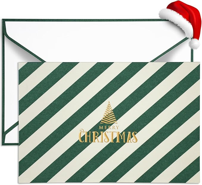 AZAZA Christmas Cards Boxed with Envelopes 20 Pack, Personalized Blank Christmas Cards Gold Foil ... | Amazon (US)