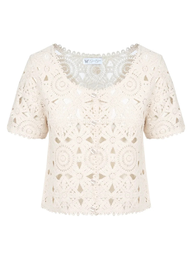 Jessica Simpson Women's Quincy Crochet Tee, Sizes XS-XL | Walmart (US)