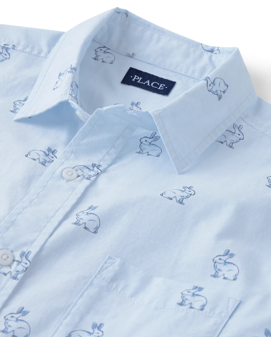 Mens Dad And Me Bunny Poplin Button Up Shirt - blue | The Children's Place