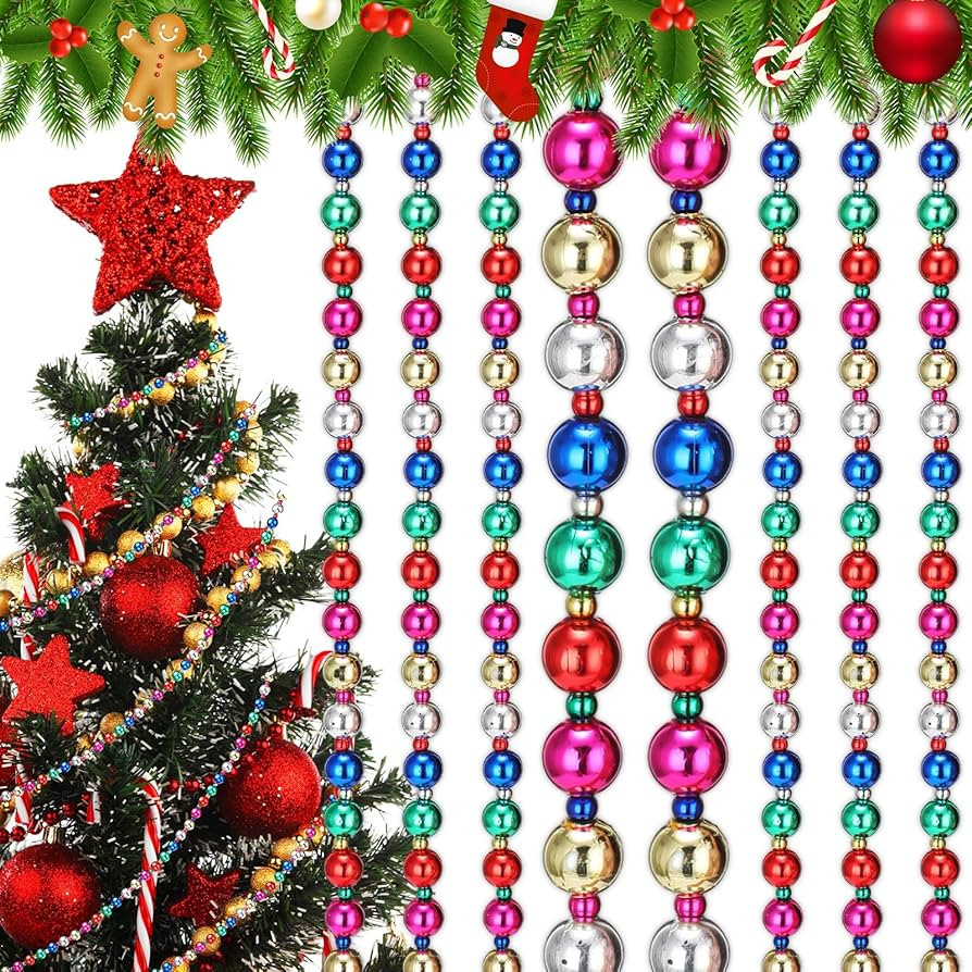 Huwena 4 Pieces Christmas Beaded Garland 10 ft Christmas Acrylic Garland for Tree Fireplace DIY O... | Amazon (US)