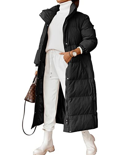 Zwurew Quilted Lightweight Womens Winter Coats Down Puffer Coat Zip Up Long Winter Coat Black Puffer Jacket | Amazon (US)
