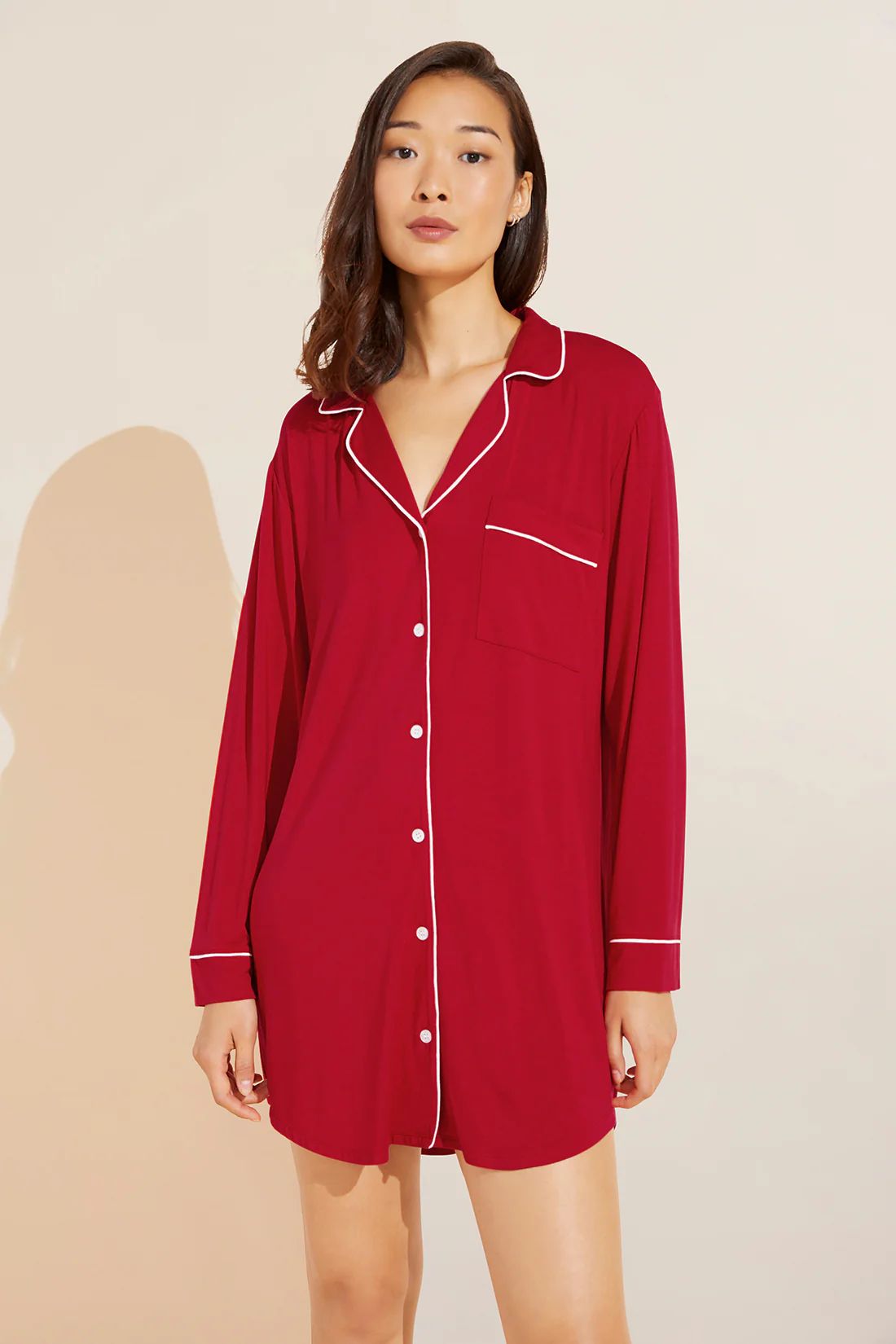 Gisele TENCEL™ Modal Sleepshirt - Haute Red/Ivory - Eberjey | Eberjey
