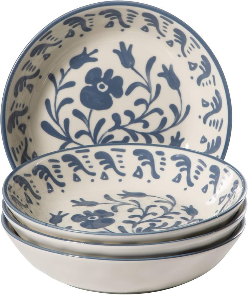 Bloomhouse - 2-Time Oprah\u2019s Favorite Things - Valencia Flor 4 Piece Dinner Bowl Set, 8\u201d... | Amazon (US)