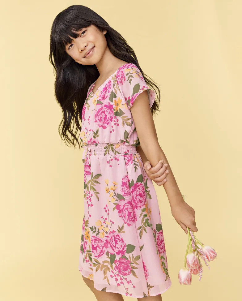 Girls Mommy And Me Floral Smocked Dress - rose mist | The Children's Place