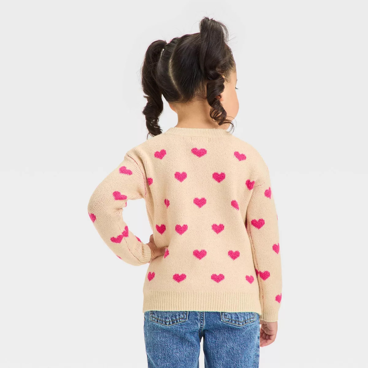 Toddler Girls' Hearts Pullover Sweater - Cat & Jack™ Oatmeal | Target