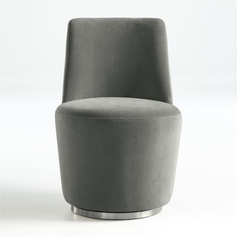 Ofelia Slate Grey Velvet Swivel Dining Chair | Crate and Barrel | Crate & Barrel