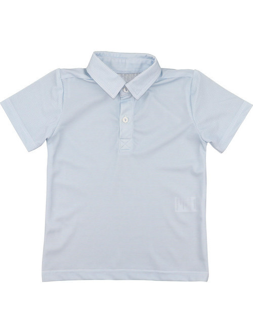 Blue And White Stripe  Performance  Polo | Cecil and Lou