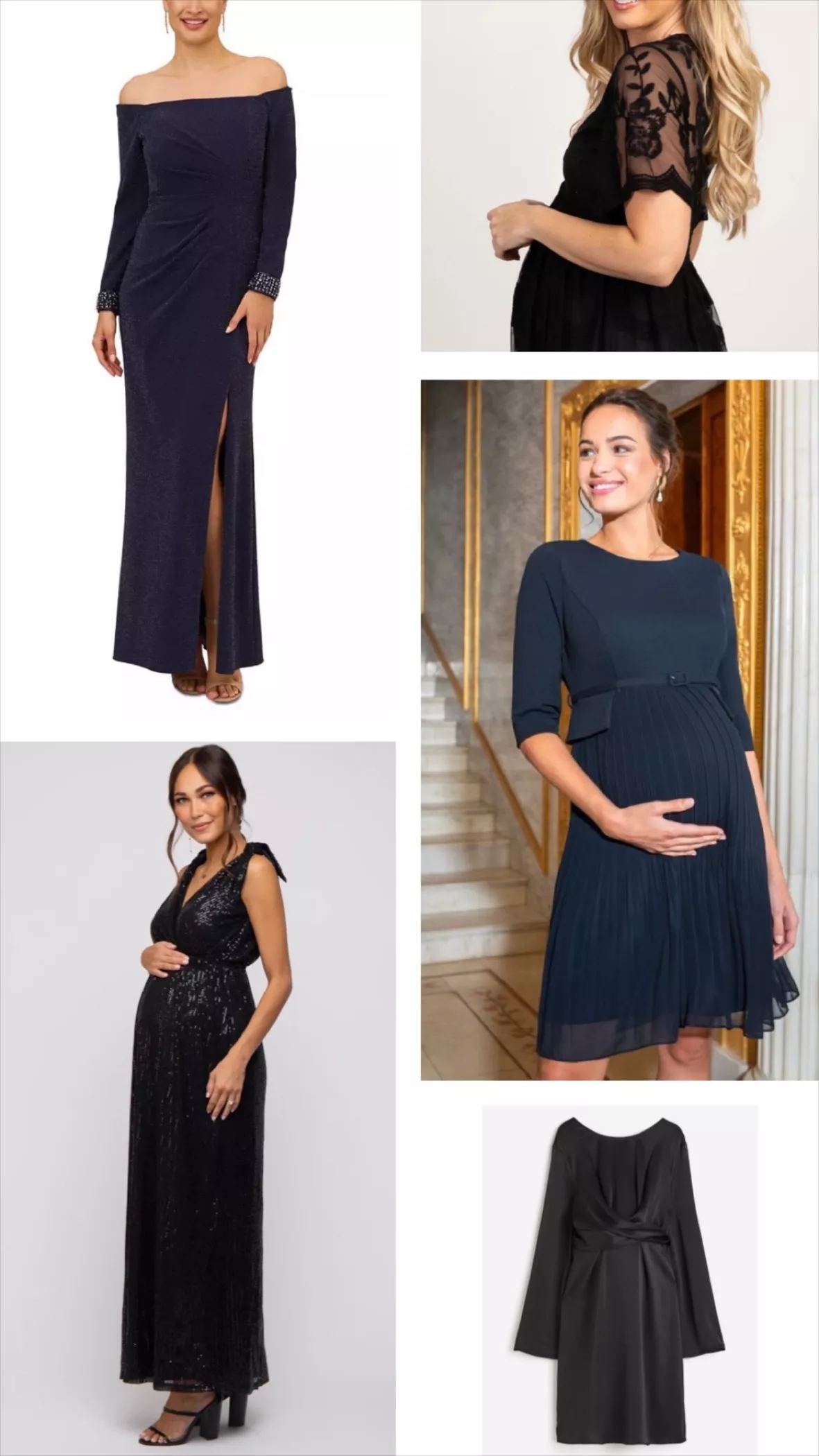 Navy Blue Pleated Maternity & Nursing Dress