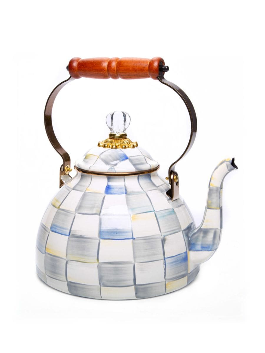 MacKenzie-Childs Sterling Check Enamel Tea Kettle | Saks Fifth Avenue