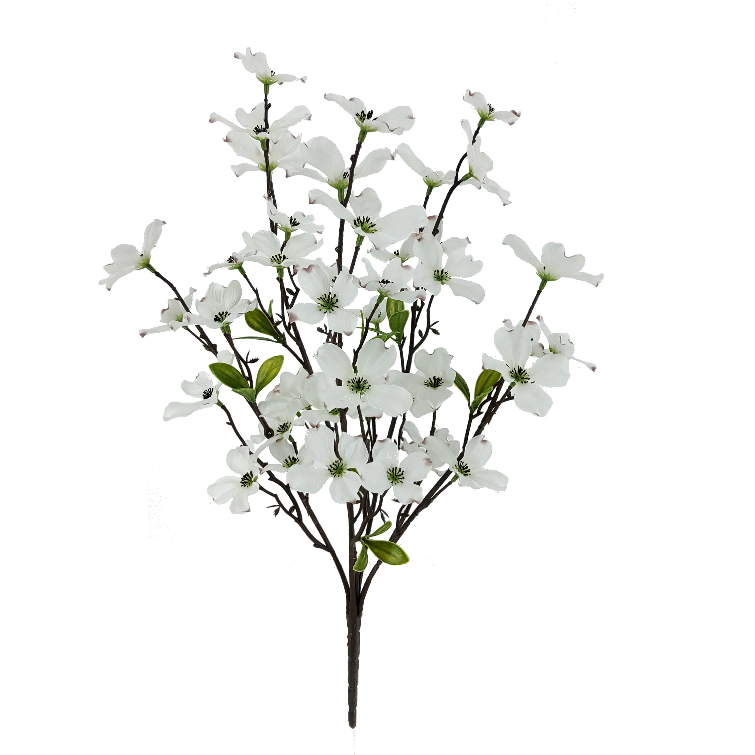 Mainstays Indoor 22 in Artificial Polyester Dogwood Bush, White Color | Walmart (US)