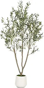 Olive Trees Artificial Indoor, 6FT Tall Faux Olive Tree with White Tall Planter, Artificial Plant... | Amazon (US)