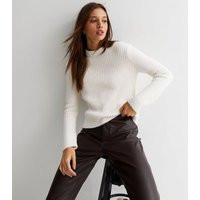 Off White Fluffy Ribbed Crew Neck Jumper New Look | New Look (UK)
