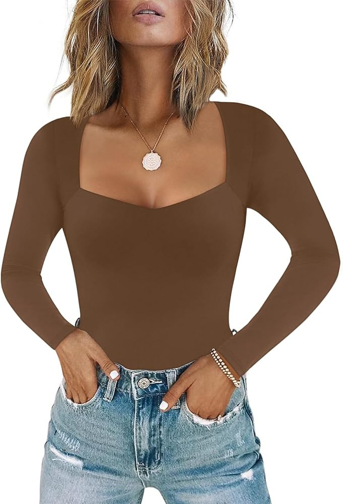 Chunpin Bodysuit Tops Thong Bodysuit, Sweetheart Neckline | Amazon (US)