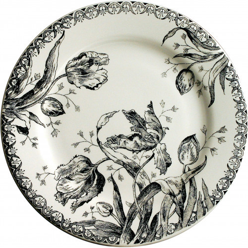 Gien France Tulipes Noires Dessert Plate 8 11/16" Dia | Gracious Style