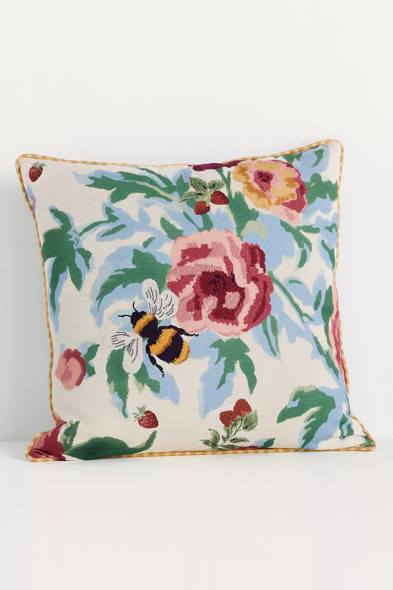 Camille Cotton Embroidered Printed Floral Pillow | Anthropologie (US)