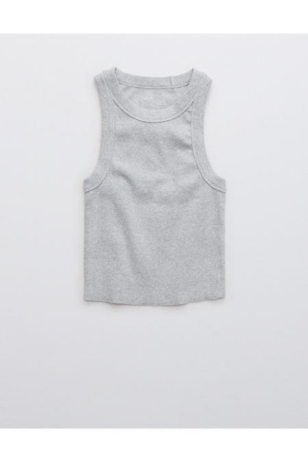 Aerie Free Spirit Ribbed Tank Top Women's Medium Heather Gray XXL | American Eagle Outfitters (US & CA)