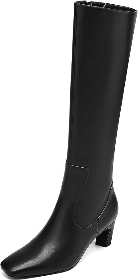 Knee High Boots Women Square Toe Tall Boots Chunky Block heels Long Boots Side Zipper Dress Fashi... | Amazon (US)