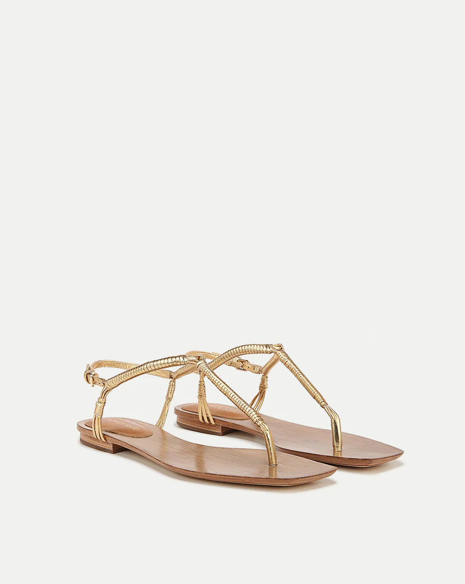 Amelia T-Strap Metallic Sandal | Veronica Beard