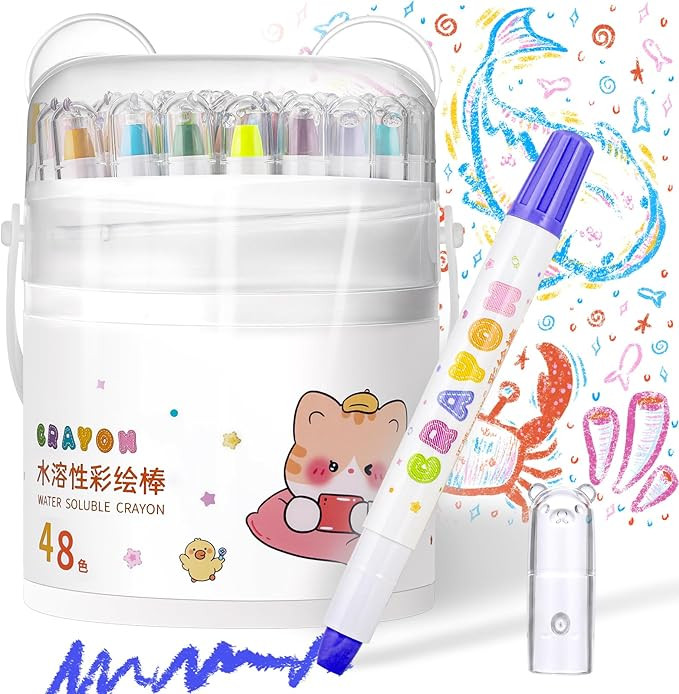 Prudiut 48 Color Silky Twistable Crayons, Washable Art Supplies, Multicultural Pastel Gel Crayons... | Amazon (US)