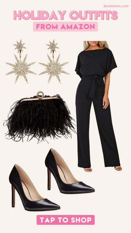 Holiday Outfit | Holiday Fashion | Black jumpsuit | Date Night Look | NYE Outfit 

#LTKunder50 #LTKHoliday #LTKunder100