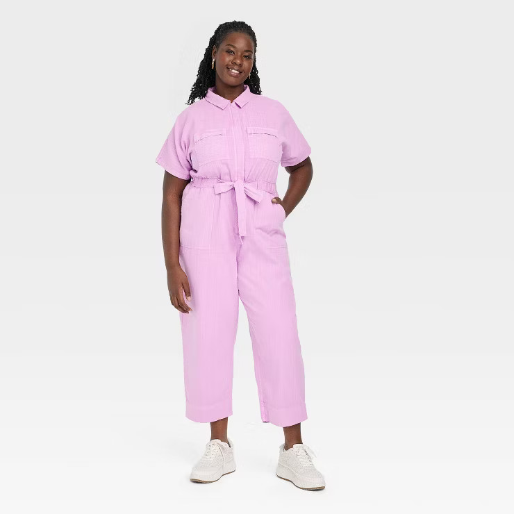 Women's Short Sleeve Button-Front Boilersuit - Universal Thread™ | Target