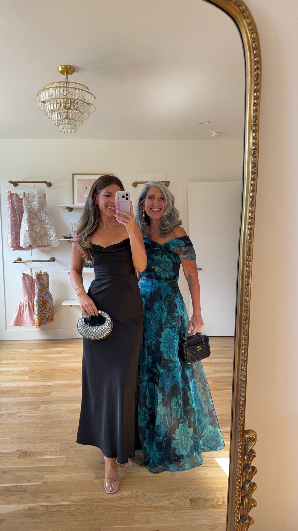 black satin off-the-shoulder maxi with a cowl neckline, teal floral off-the-shoulder gown with a sheer skirt mom and me formal wedding guest and mother of the bride dresses 💍

vivrelle code: emerson20 
electric picks code: emerson20

I’m 5’4” and wear a size small/2 

mom is 5’4” and wears a medium/6
• strapless green floral: 4

fall wedding guest dresses, wedding guest dresses, cocktail dresses, semi-formal dresses, black tie wedding guest dresses, destination wedding guest dresses, garden party dresses, wedding guest outfit ideas, mom & me outfits, mom & me dresses, matching outfits, mother daughter outfits, family photo outfits, wedding guest dresses, mother of the bride, mother of the groom, wedding guest outfit ideas

#LTKWedding #LTKSeasonal #LTKootd