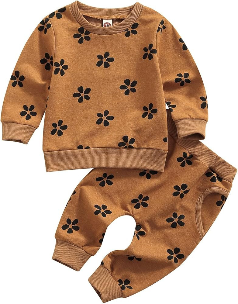 Kids Toddler Baby Girl Fall Winter Clothes Waffle Knit Long Sleeve Pullover Sweatshirt Top and Pa... | Amazon (US)