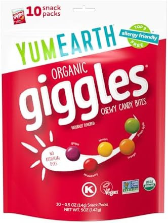 YumEarth Organic Giggles Chewy Candy - Allergy Friendly (Top 9 Free), No Artificial Dyes, Non GMO... | Amazon (US)
