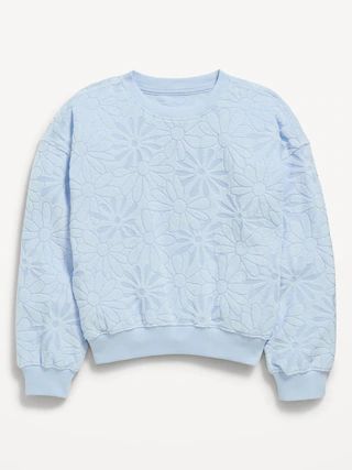 Oversized Textured-Floral Drop-Shoulder Sweatshirt for Girls | Old Navy (US)