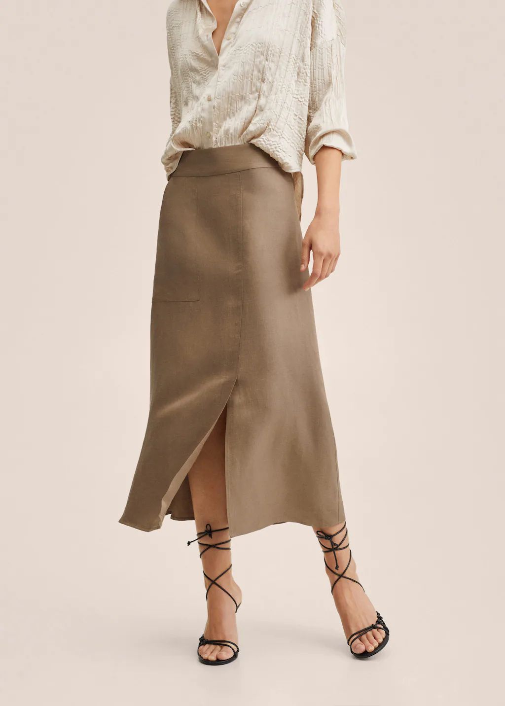 Linen pocketed skirt | MANGO (US)