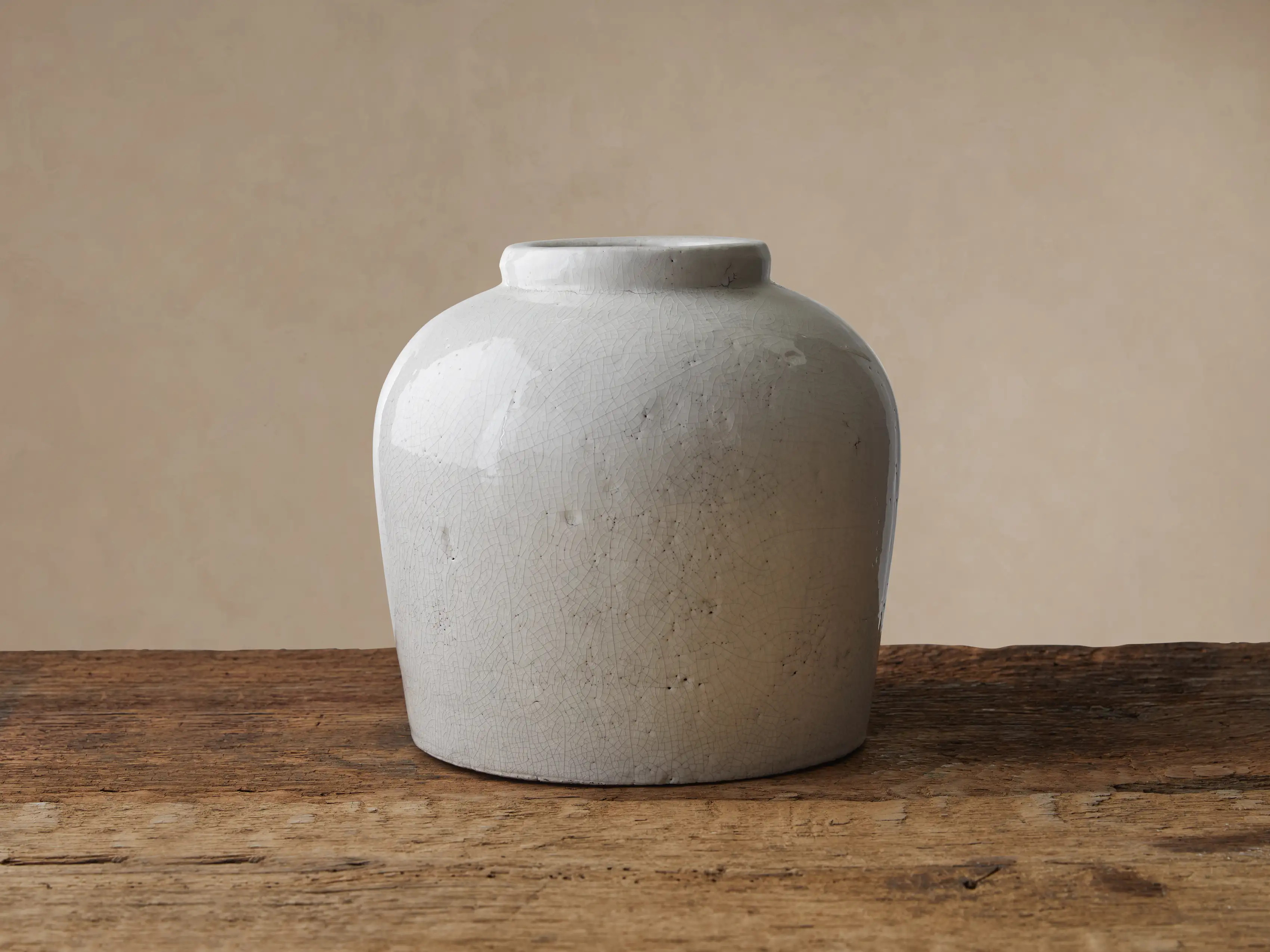 Santorini Low Vase in White | Arhaus