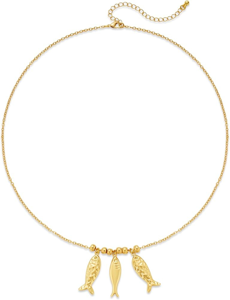 Beach Necklaces for Women - Gold Fish Pendant Necklace, Waterproof Ocean Summer Beach Jewelry | Amazon (US)