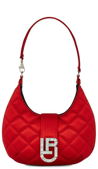 Cindy Baguette Bag in Satin Matellasse Red & Strass Crystal | Revolve Clothing (Global)
