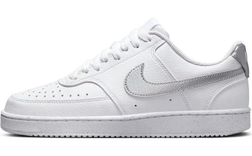 NIKE Wmns Court Vision Low Next Nature DH3158 108 Women's Trainers, White metallic silver white, 8.5 US | Amazon (US)
