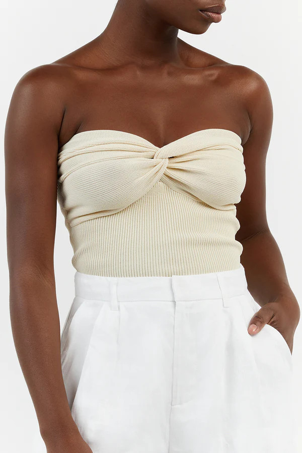 ANIKA TWISTED CREAM KNIT TOP | DISSH