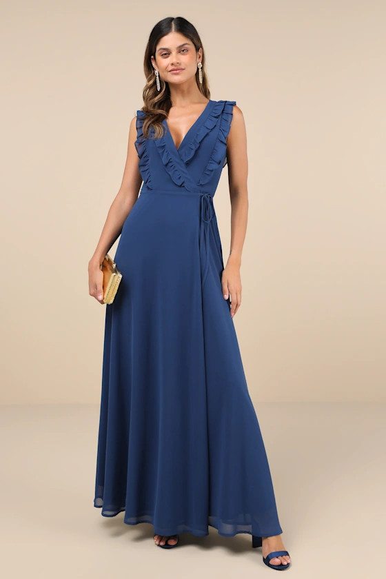 Major Elegance Blue Maxi Dress Blue Gown Fall Gown Winter Gown Fall Maxi Dress Fall Dress Maxi Dress | Lulus