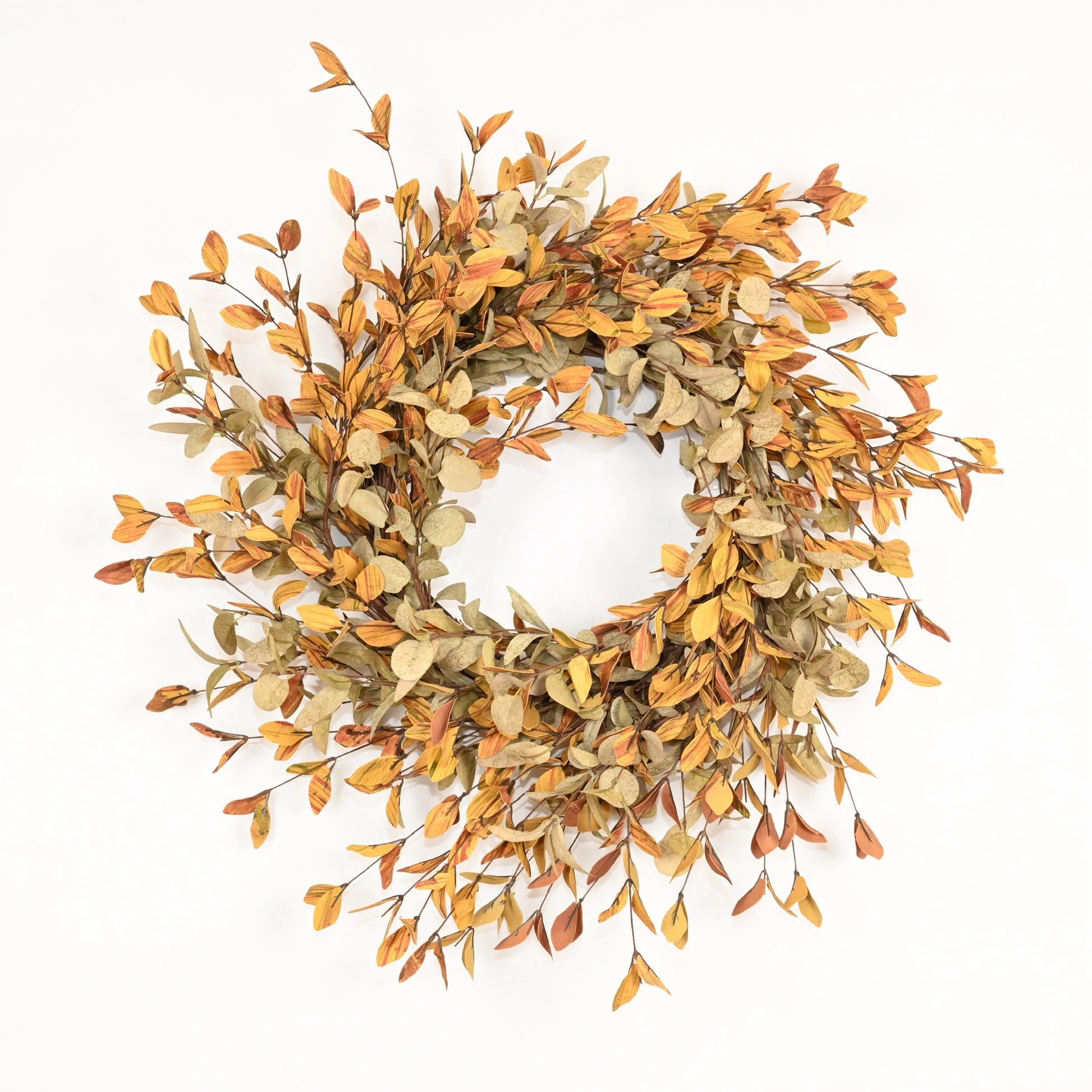 24" Artificial Farmhouse Autumn Thanksgiving Harvest Blossom Cluster Foliage Fall Front Door Wreath | Wayfair North America