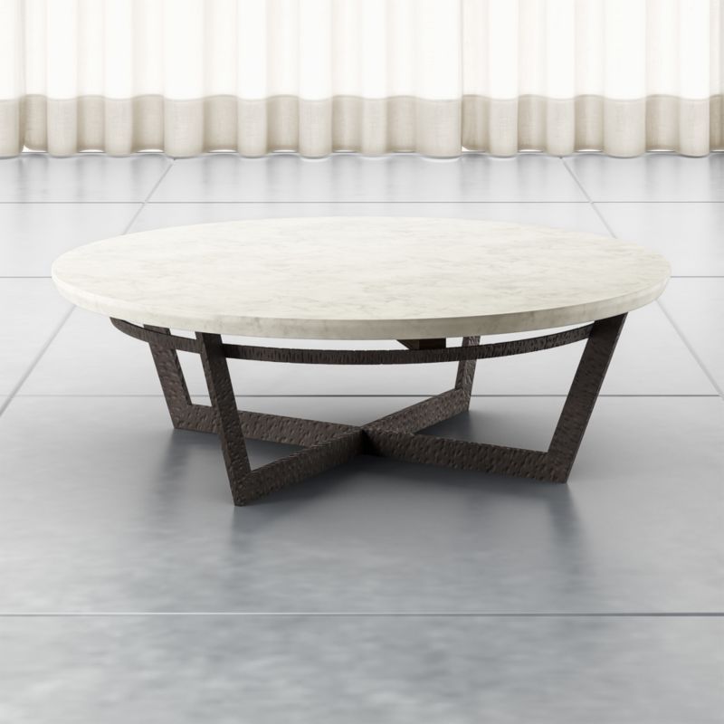 Verdad White Marble and Iron 48" Round Coffee Table + Reviews | Crate & Barrel | Crate & Barrel