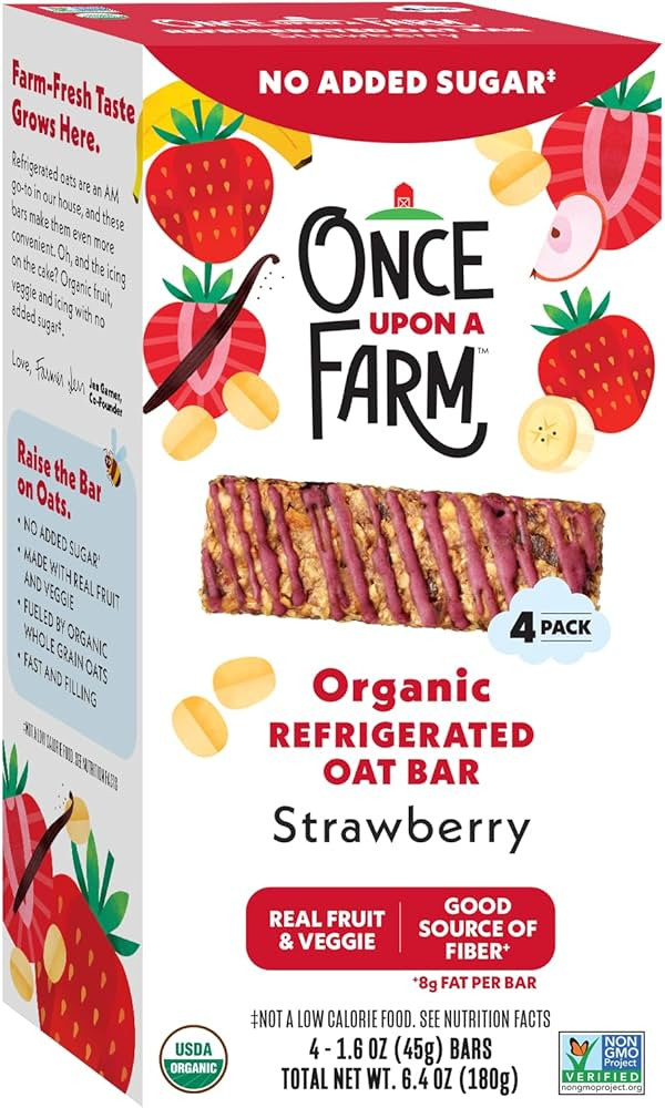 Once Upon a Farm Barra de avena refrigerada orgánica de fresa para niños, barras de 4-1.6oz | Amazon (US)