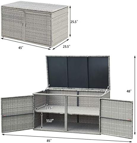 Tangkula Outdoor Wicker Storage Box, Garden Deck Bin with Steel Frame, Rattan Pool Storage Box wi... | Amazon (US)